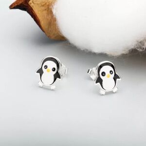 Cute Penguin Stud Earrings 925 Sterling Silver